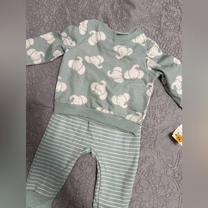 Cat & Jack Light Green Elephant Sweatsuit